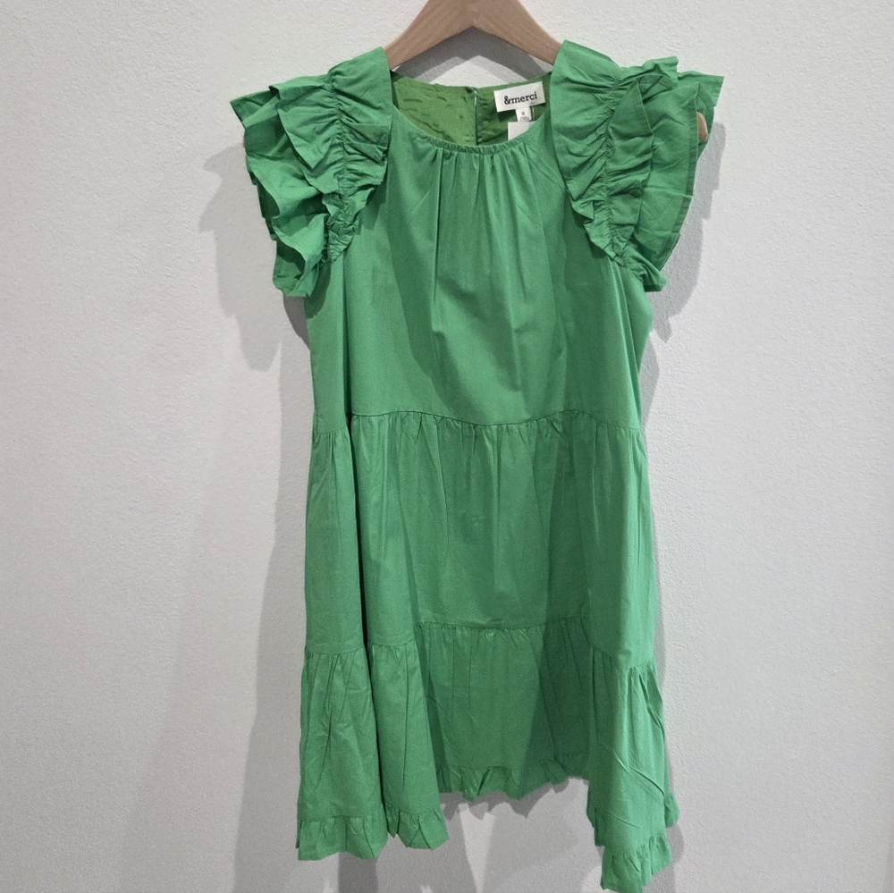 NWT &Merci Kate Dress | Kelly Green | Ruffle Trim Dress | Small | Avara